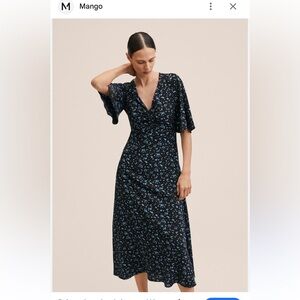 Mango Black and Blue Floral Dress